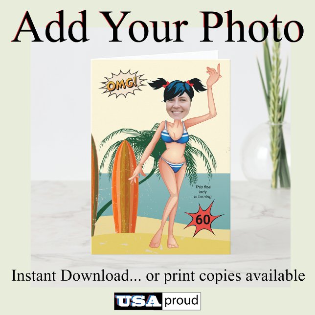 60:e födelsedagskalan Funny Bikini Card 😎 Women B Kort (Skapare uppladdad)