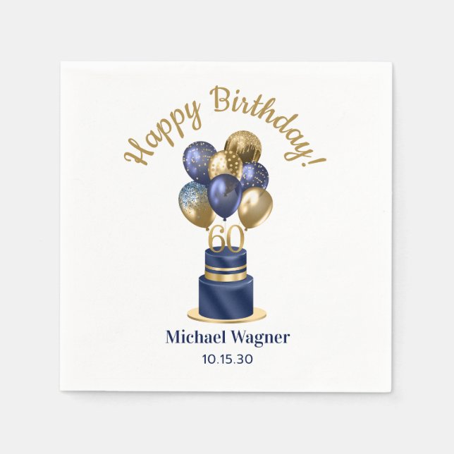 60:e födelsedagskalkningen Ballonkummel Pappersservett (Framsidan)