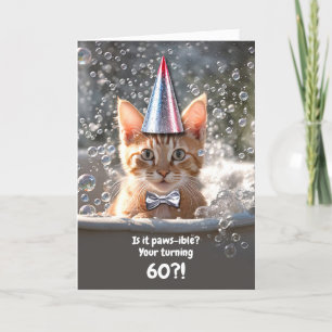 60:e födelsedagskalven Cute och Funny Kitten i Bub Kort