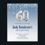 60:e födelsedagskort för honom<br><div class="desc">Budgetens 60-årsjubileum silver glitter inbjuder till en modern,  snyggt och glamorös inbjudan till en 60:e födelsedagsfest. En faux ro-tittar bakgrund,  dekorerad med glitter-damm. Anpassa och lägg till ditt namn och information om party. Nummer 60 skrivs med ett stil-teckensnitt med ballong,  skript på framsidan och baksidan.</div>