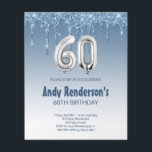 60:e födelsedagskort för honom<br><div class="desc">Budgetens 60-årsjubileum silver glitter inbjuder till en modern,  snyggt och glamorös inbjudan till en 60:e födelsedagsfest. En faux ro-tittar bakgrund,  dekorerad med glitter-damm. Anpassa och lägg till ditt namn och information om party. Nummer 60 skrivs med ett stil-teckensnitt med ballong,  skript på framsidan och baksidan.</div>