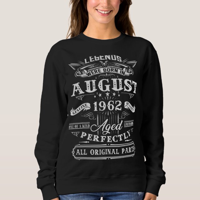 60:e födelsedagslängd född i augusti 1962 60 år t shirt (Framsida)