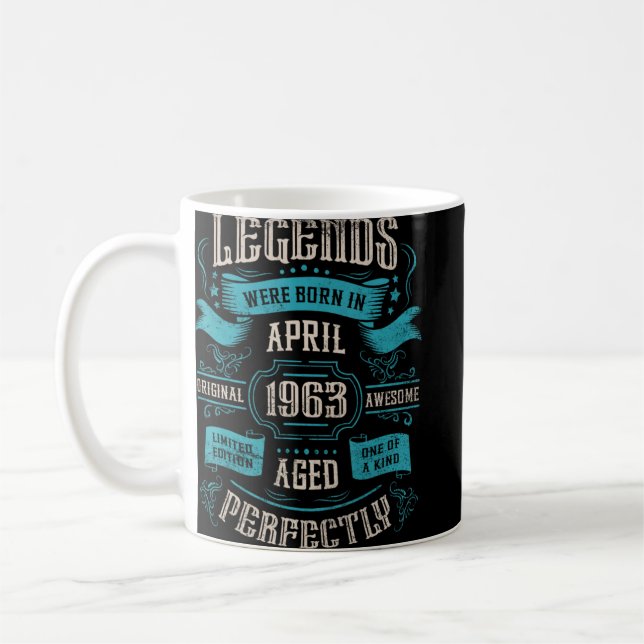 60:e födelsedagsljuden föddes i april 1963 kaffemugg (Vänster)
