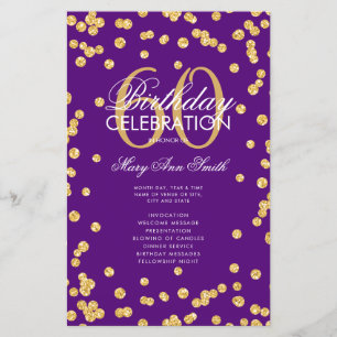 60:e födelsedagsprogrammet Guld Glitter w/Menu Lil