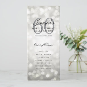 60:e födelsedagsprogrammet Silver Bokeh w/Tack Inbjudningar