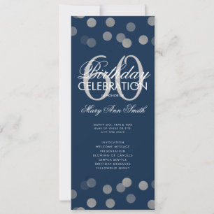 60:e födelsedagsprogrammet Silver Confetti Menu-fl Inbjudningar