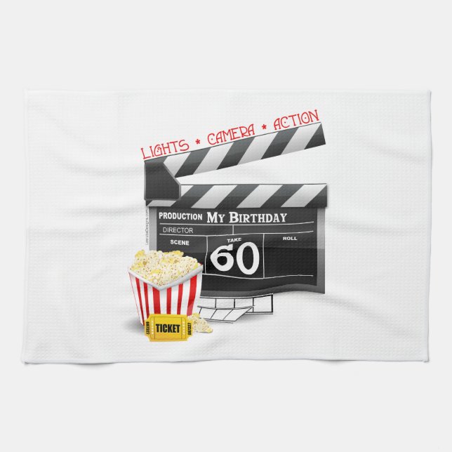 60:e födelsedagstäckande filmtema kökshandduk (Horisontell)