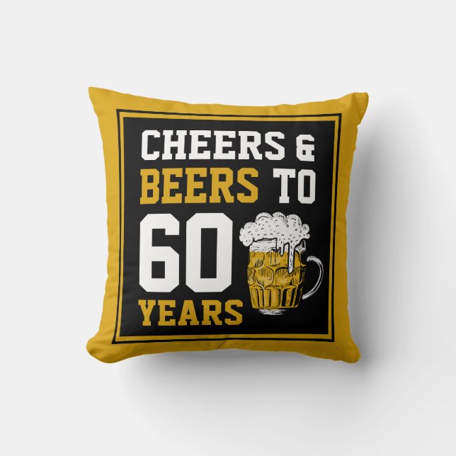 60:e födelsedagstjuren och Öl till 60 år Kudde (Framsida)