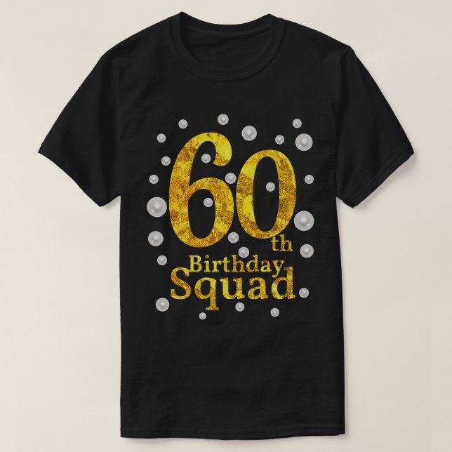 60:e födelsedagstorget Party Bday Guld Pearl Skriv T Shirt (Design framsida)