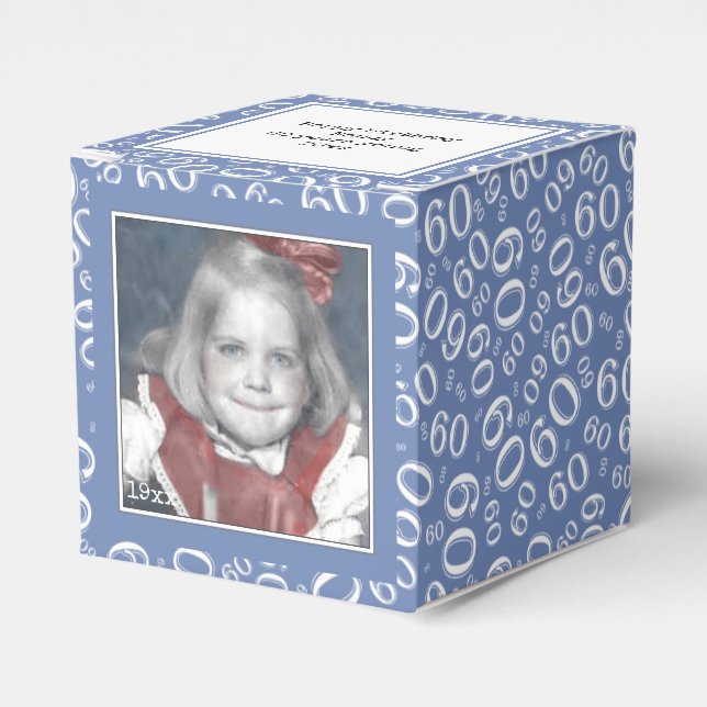 60:e foto - blått/vitt nummer Mönster Presentaskar (Framsidan Sidan)