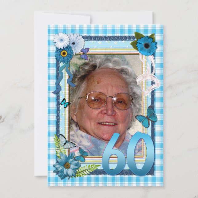 60:e foto födelsedagsfest inbjudan (Framsida)