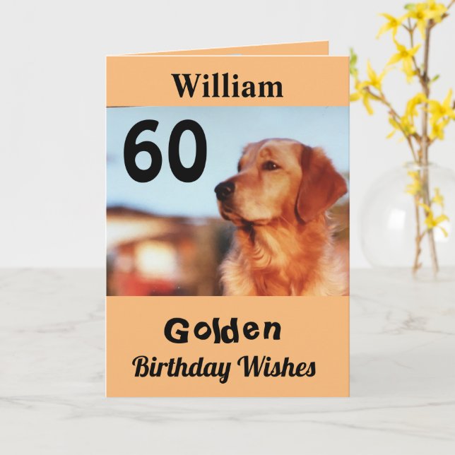 60:e Golden Birthday Önskemål Golden Retriever Hun Kort (Gul blomma)