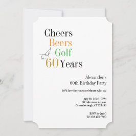 60:e Golf Birthday Cheers och Öl minimum Inbjudningar
