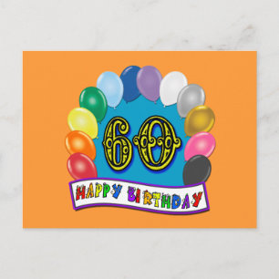 60:e Grattis på födelsedagen-ballongen Merchandise Vykort