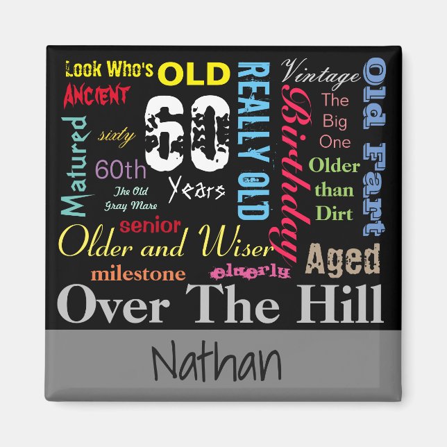 60:e Grattis på födelsedagen i Graffiti Stil Magnet (Framsidan)