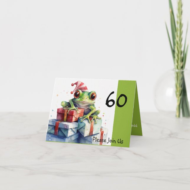 60:e groddjuret Helgdag Birthday stripe hat Inbjudan (Framsida)