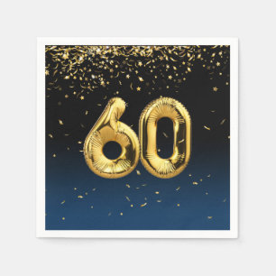 60:e Guld-ballonger och konfetti-blöjor Pappersservett