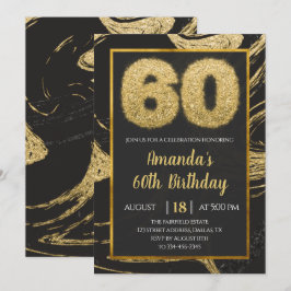 60:e Guld Marble Birthday-inbjudan Inbjudningar