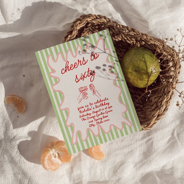 60:e Hand plockade-färgämnet Rand 60-årsdagen Inbjudningar (Skapare uppladdad)