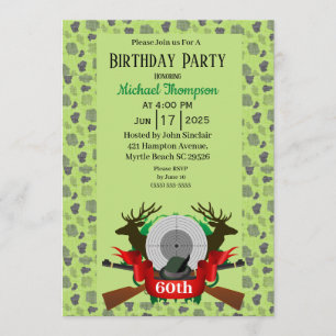 60:e Hjort Hunter Camouflage Birthday Inbjudningar