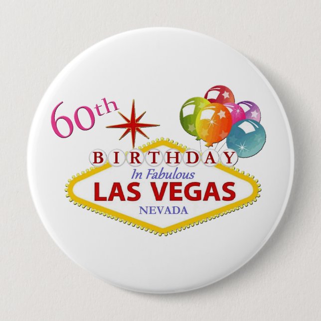 60:e Las Vegas Birthday Huge, 4-tums rund knapp (Framsida)