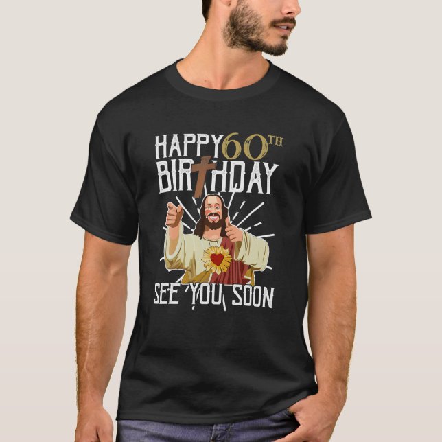 60:e lycklig ses snart på födelsedagen t shirt (Framsida)