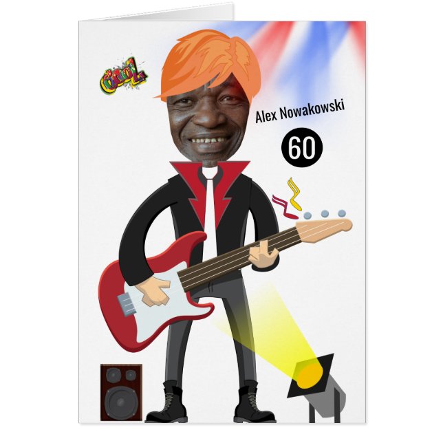 60:e Manar Birthday Guitar Funk Rockstar Funny Jok Hälsningskort (Framsidan)