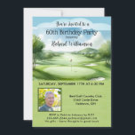 60:e Manar Födelsedagsfest Photo Golf Inbjudningar<br><div class="desc">Det här festliga och färgstarka 60:e Födelsedagsfest inbjudan har ett Golftema och det är perfekt för en Golfer. Den har en Golf Cart med Golf-Klubbar på en Golf Course, mycket att anpassa för att passa din egen händelse och ett foto. Vi har alla ingredienser för att göra det till ett...</div>