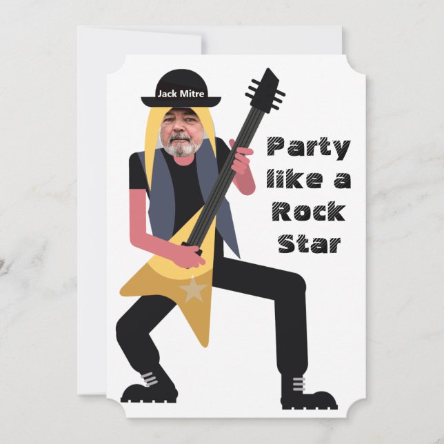 60:e Manar 🎸 🤣 Rockstar Birthday Guitar Funky Ro Inbjudningar (Framsida)