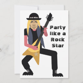 60:e Manar 🎸 🤣 Rockstar Birthday Guitar Funky Ro Inbjudningar