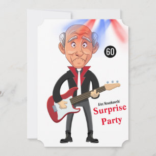 60:e Manar 🎸 🤣 Rockstar Birthday Guitar Funky Ro Inbjudningar