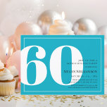 60:e Modern Aqua och White Script Birthday Inbjudningar<br><div class="desc">Modern Roligt Aqua och White Script 60:e födelsedagsinbjudan Dina gäster vet att det blir ett speciellt party genom att bara tittar på inbjudan!</div>