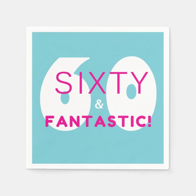 60:e och Fantastiska 60:e Födelsedagsfestens dekor Pappersservett (Framsidan)