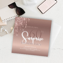 60:e överraskande Glitter Rosa Födelsedagsfest Inbjudningar
