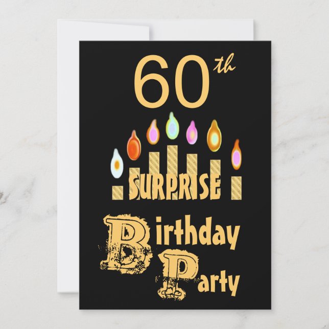 60:e ÖVRIGA Födelsedagsfest inbjudan - GULD (Framsida)