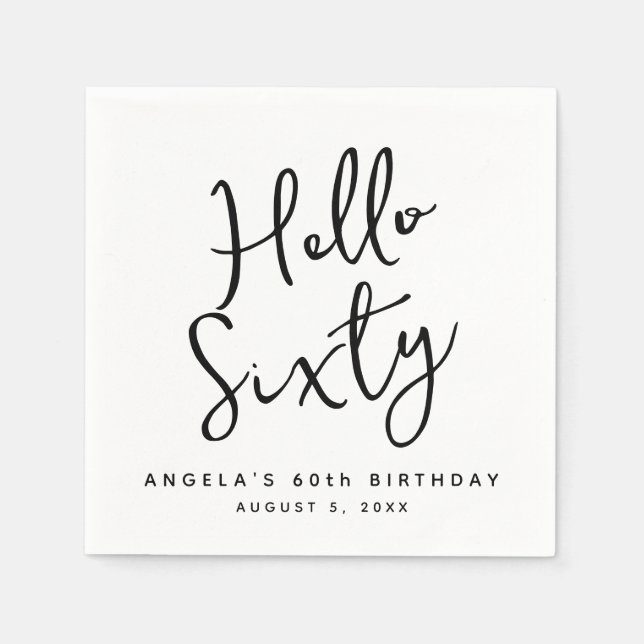 60:e party papper dekoration, elegantens kalligraf pappersservett (Framsidan)