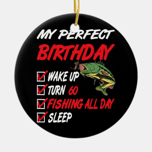 60:e Perfekten Födelsedagens fiske 60 år gammal Julgransprydnad Keramik (Framsidan)