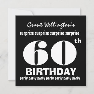 60:e SURPRISE Födelsedagsfest Black White G694 Inbjudningar