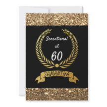 60:e Svarta Guld-Glitter-Elegant födelsedagsfest