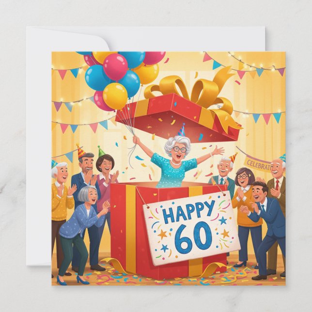 60:e underbara mormor i Giant Gift Box-födelsedags Kort (Framsida)