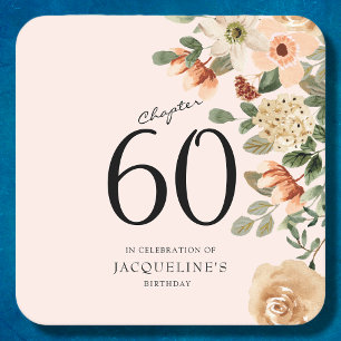 60:e Vintagens Blommigt Underlägg Papper Kvadrat