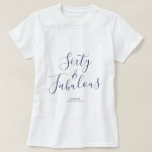 60 Fabulous Blue Custom Name 60th Birthday Gift T Shirt<br><div class="desc">Firar att du vrider 60 i stil med det här anpassade namnet modern t-shirt för 60-årsdagen med texten 60 och sassi i elegant marin blå manusjett. Lägg bara till ditt namn till den här 60:e födelsedagsfirandet t-shirt. Perfektens födelsedagspresent för en modern, snyggt och elegant 60 år gammal. Enbart designad för...</div>