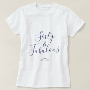 60 Fabulous Blue Custom Name 60th Birthday Gift T Shirt