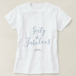 60 Fabulous Blue Custom Name 60th Birthday Gift T Shirt<br><div class="desc">Firar att du vrider 60 i stil med det här anpassade namnet modern t-shirt för 60-årsdagen med texten 60 och sassi i elegant avklädd denim blue handskript kalligrafi. Lägg bara till ditt namn till den här 60:e födelsedagsfirandet t-shirt. Perfektens födelsedagspresent för en modern, snyggt och elegant 60 år gammal. Enbart...</div>