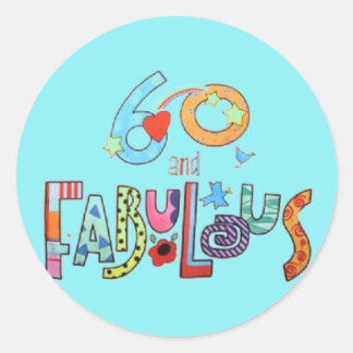 60 & Fabulous Colorful Birthday Lettering Balloons Runt Klistermärke