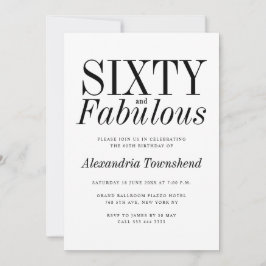 60 & Fabulous Elegant Typography 60th Birthday Inbjudningar