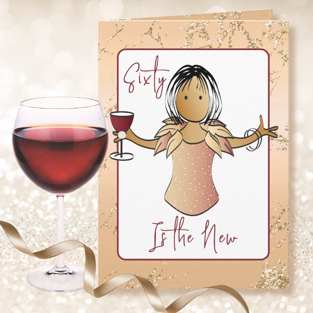 60 Fabulous Glitter Gnistra Vin 60:e födelsedagen Kort (Skapare uppladdad)