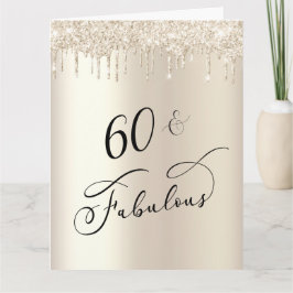 60 Fabulous Guld Glitter Födelsedagsfest Kort