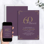 60 & Fabulous Lila & Guld Calligraphy Birthday Inbjudningar<br><div class="desc">Det är din speciella 60-årsdag, och det är dags att fira! Vill du kasta den bästa basen i stan? Se till att det börjar med det högsta av stil med denna 60-& Fabulous Lila & Guld Calligraphy Birthday-inbjudan. Det kommer säkert att ange tonen för ett glamoröst firande. Denna vackra inbjudan...</div>