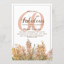 60 Fabulous Pampas Grass on White Birthday Inbjudningar